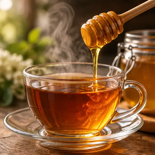 عسل در چای داغ